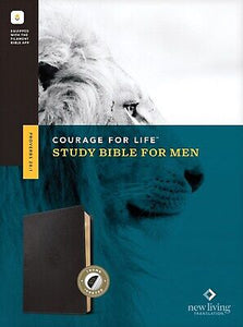 NLT Courage For Life Study Bible For Men  Filament-Enabled-Onyx Lion LeatherLike Indexed