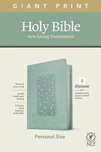 NLT Personal Size Giant Print Bible/Filament Enabled-Teal Floral Frame LeatherLike