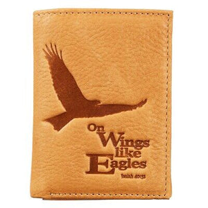 Wallet-Genuine Leather-On Wings Like Eagles-Trifold-Tan