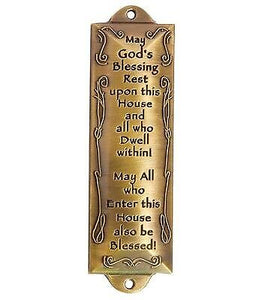 Mezuzah-Bless This House (4.5")-Brass (#5105)