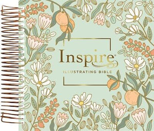 NLT  Inspire Illustrating Bible  Filament-Enabled-Mint Floral Garden Spiral Bound