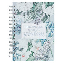 Journal-Wirebound-Blue Floral-She Speaks With Wisdom Prov. 31:26
