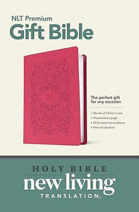 NLT Premium Gift Bible-Verry Berry Pink Vines LeatherLike