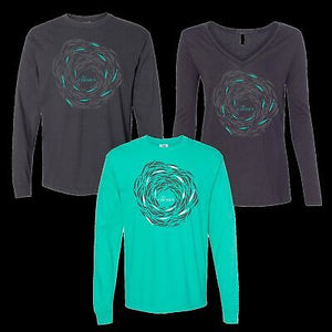 Tee Shirt-Against The Current--Black Heather-Womens Long Sleeve V-neck-X Large