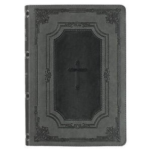 KJV Super Giant Print Bible-Black/Gray Faux Lux Leather Indexed