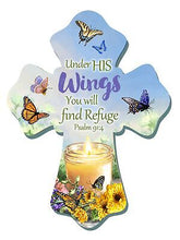 Wall Cross-Under His Wings (6" x 8")