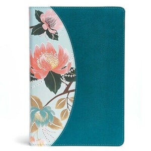 CSB Study Bible For Women-Teal/Sage Floral LeatherTouch Indexed