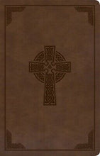 KJV Large Print Personal Size Reference Bible-Brown Celtic Cross LeatherTouch