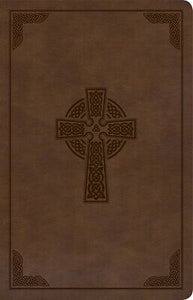 KJV Large Print Personal Size Reference Bible-Brown Celtic Cross LeatherTouch