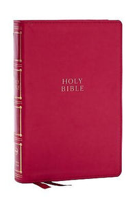 NKJV Compact Center-Column Reference Bible (Comfort Print)-Dark Rose Leathersoft