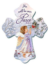 Wall Cross-He Will Be Our Peace w/Glitter (6" x 8")