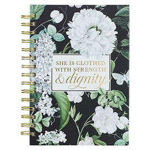 Journal-Wirebound-Black Floral-Strength & Dignity Prov. 31:25