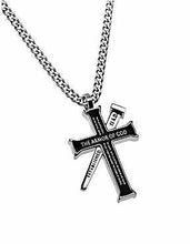 Necklace-Black Established Cross/Nail-Armor Of God (Mens) (24")