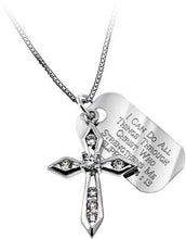 Necklace-CZ Big Makaira Cross-All Things (Phil 4:13) (18")