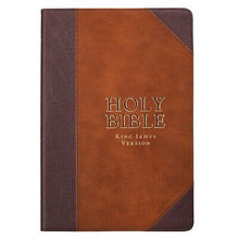 KJV Large Print Thinline Bible-Brown/Tan Portfolio Faux Leather