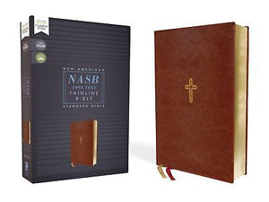 NASB Thinline Bible (Comfort Print)-Brown Leathersoft