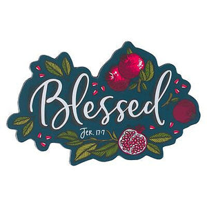 Magnet-Blue Pomegranates Blessed Jer. 17:7