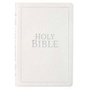 KJV Large Print Thinline Bible-White Faux Leather Indexed