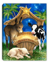 Mini Canvas-Born In A Manger-LED Tabletop w/Timer (8" x 6")