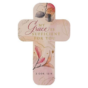 Bookmark-Cross Floral My Grace is Sufficient 2 Cor. 12:9 (Pack Of 12)