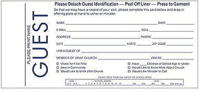 Guest Card-w/Name Tag (Pack Of 100)
