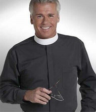 Clergy Shirt-Long Sleeve Banded Collar-20X36/37-Black