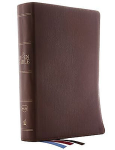 NKJV Open Bible (Comfort Print)-Brown Genuine Leather