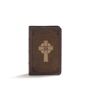 KJV Large Print Compact Reference Bible-Brown Celtic Cross LeatherTouch