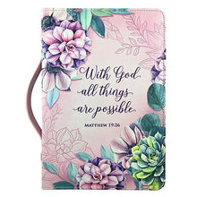 Bible Cover-With God All Things-Pink/Floral-XLG