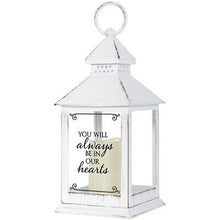 Lantern-Always Be In Our Hearts w/LED Candle & Timer (11" x 4" x 4")
