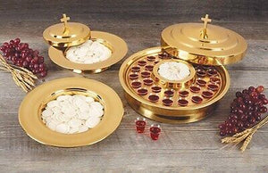 Communion Tray Cover-Polished Steel-Brass