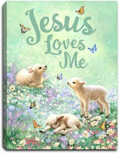 Mini Canvas-Jesus Loves Me-LED Tabletop w/Timer (8" x 6")