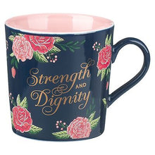 Mug-Strength & Dignity (Proverbs 31:25)-Pink/Navy Floral (MUG991)