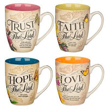 Mug Set-Hope  Trust  Faith  Love-Floral (Set Of 4) (MUGS39)