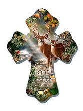 Wall Cross-Deer/Lord Is My Strength (6" x 8")