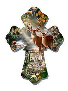 Wall Cross-Deer/Lord Is My Strength (6" x 8")