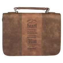 Bible Cover-Trust In The Lord (Proverbs 3:5)-Two-Tone Brown Classic Faux Leather-Large