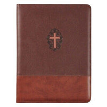 Folder-John 3:16-LuxLeather w/Pen & Pad-Brown