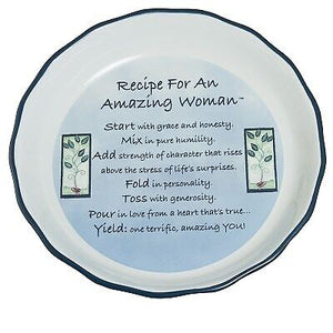 Pie Plate-Deep Dish-Amazing Woman-Blue (10-1/2" Diameter)