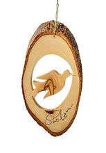 Ornament-Bark Slice With Dove/Shalom (4" to 6")
