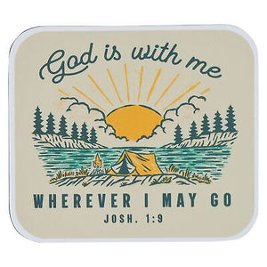 Magnet-Cream Camping God is With Me Josh. 1:9