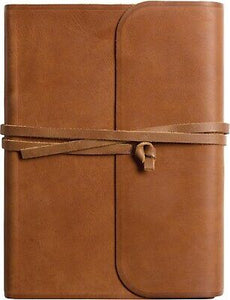 ESV Single Column Journaling Bible/Large Print-Brown Natural Leather w/Flap & Strap