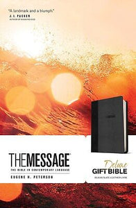 The Message Deluxe Gift Bible-Black/Slate LeatherLook