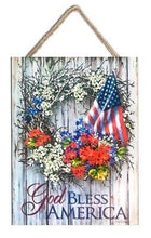 Sign-God Bless America w/Rope Hanger (7.5" x 10")