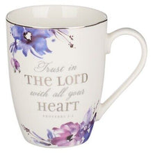 Mug-Trust In The Lord With All Your Heart (Proverbs 3:5)-Purple Floral (MUG841)