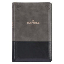 KJV Deluxe Gift Bible-Black/Gray Faux Leather w/Zipper