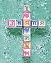 Wall Cross-Jesus Loves Me Blocks-Pastel