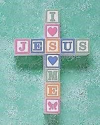 Wall Cross-Jesus Loves Me Blocks-Pastel