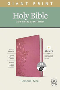 NLT Personal Size Giant Print Bible/Filament Enabled-Peony Pink LeatherLike Indexed