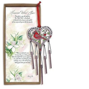 Wind Chime-Cardinal Heart-Boxed